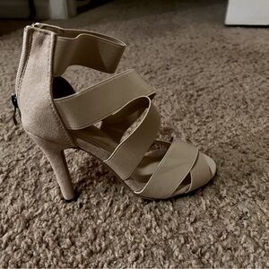 Stretch Fabric Ankle Wrap High Heels